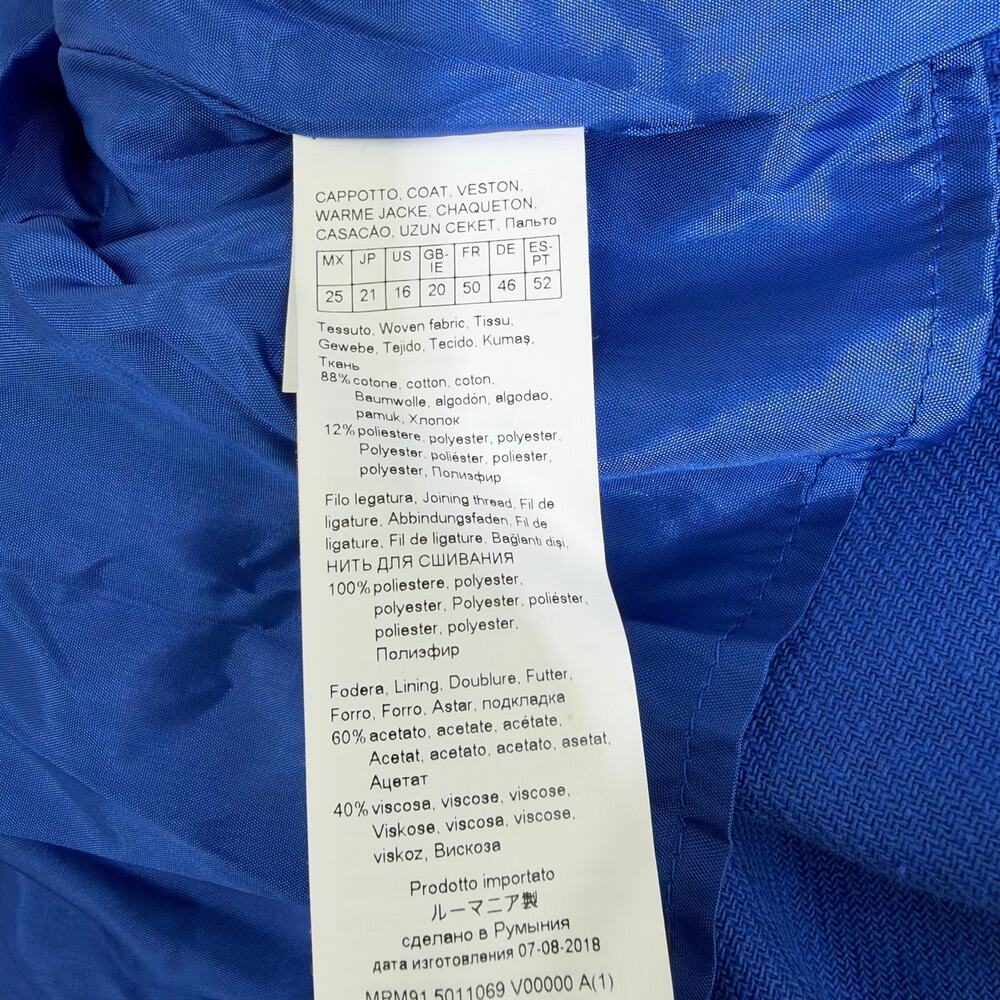 NWT Marina Rinaldi Blue & White Checked Overcoat US 16 Preppy Coastal Academia - Picture 10 of 12